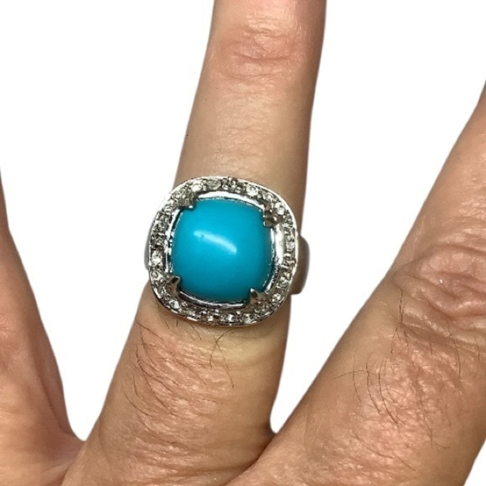 Silver plated faux Turquoise Ring
